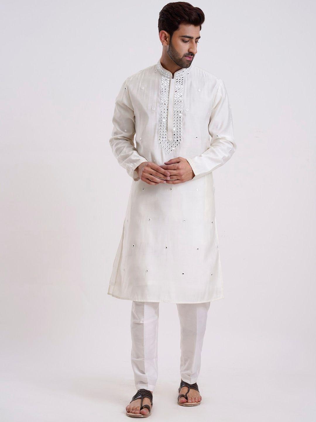 kalpraag geometric embroidered mirror work kurta with trousers