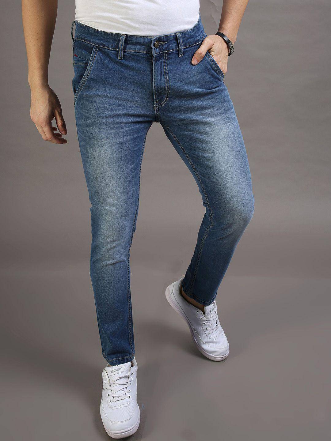 vudu men narrow slim fit mid-rise light fade stretchable jeans