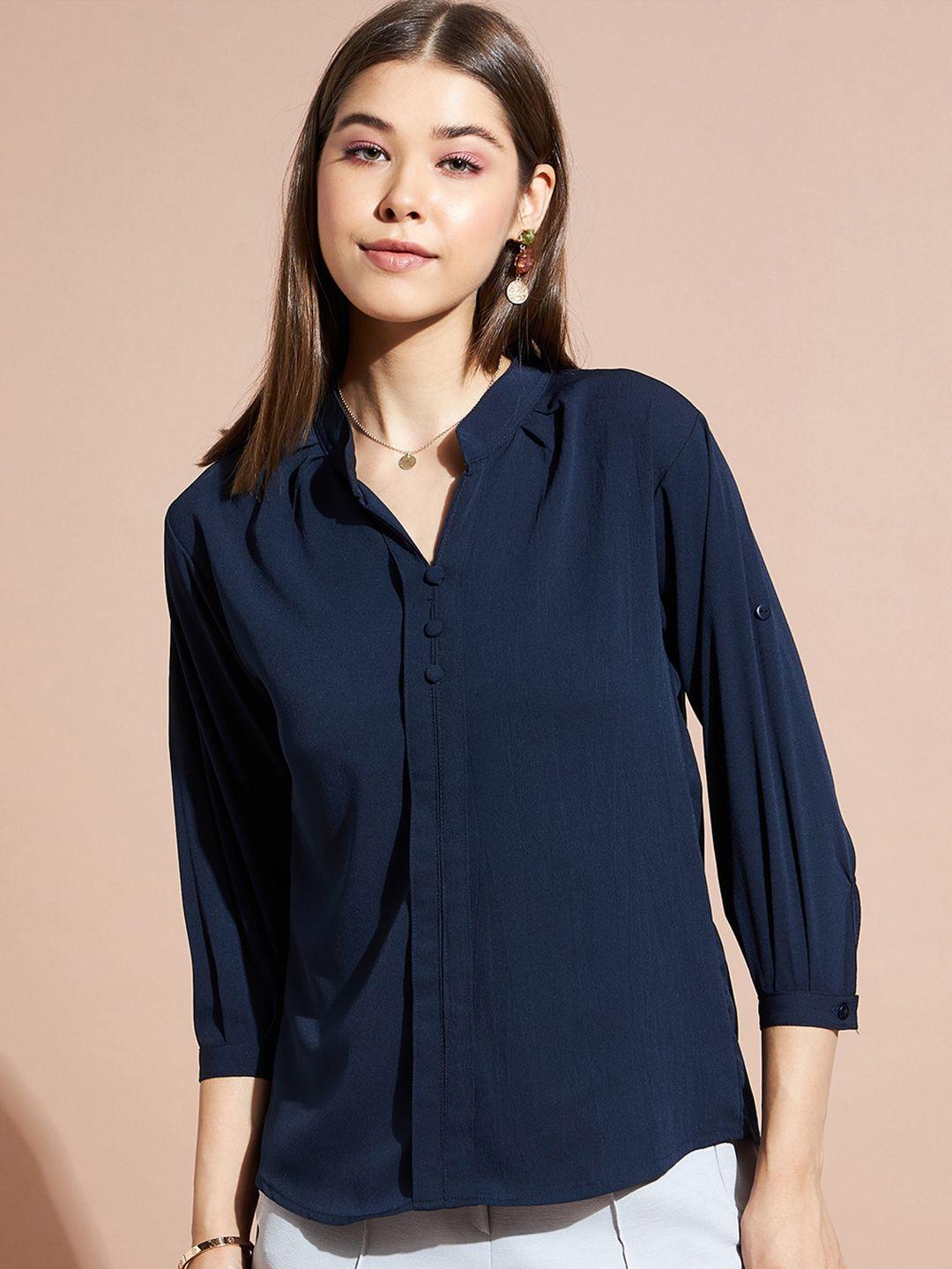 dressberry shirt collar cuffed sleeves shirt style top