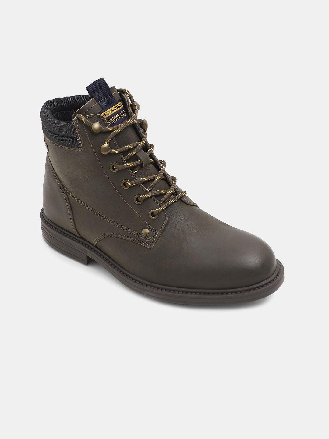 jack & jones men leather mid-top regular boots