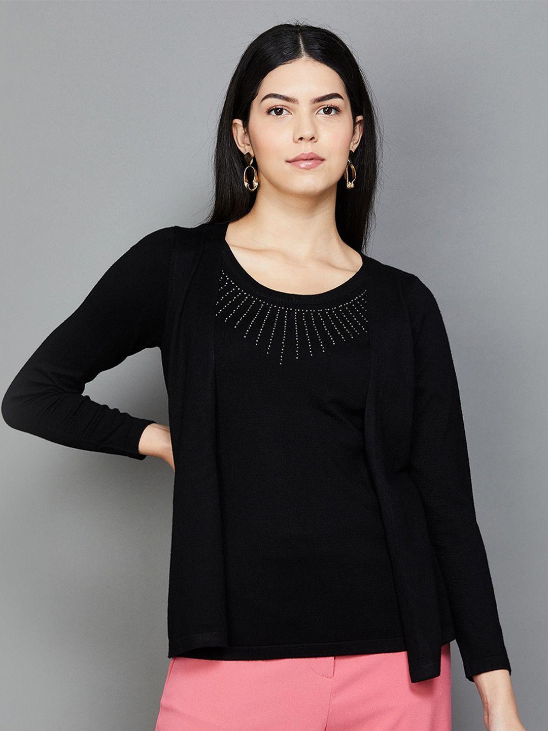 code by lifestyle embellished cotton knit top