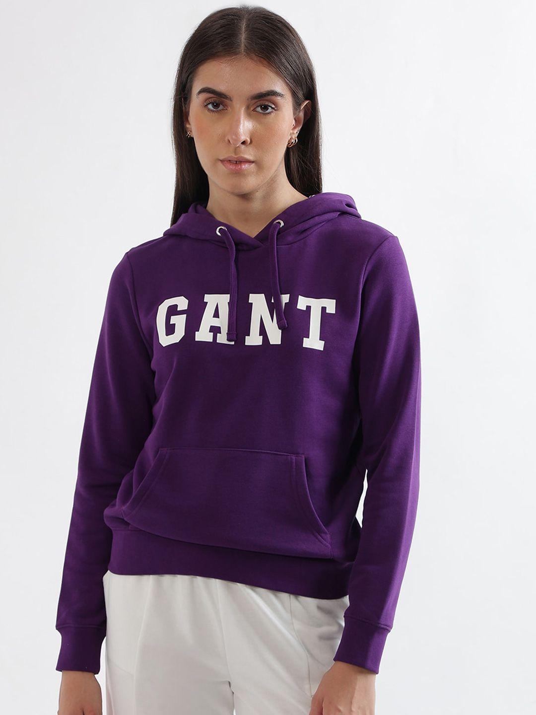 gant alphanumeric printed hooded pullover sweatshirt