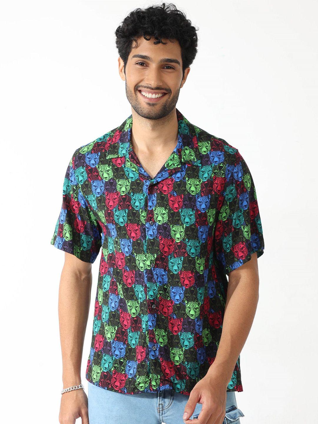 badmaash slim fit opaque abstract printed casual shirt