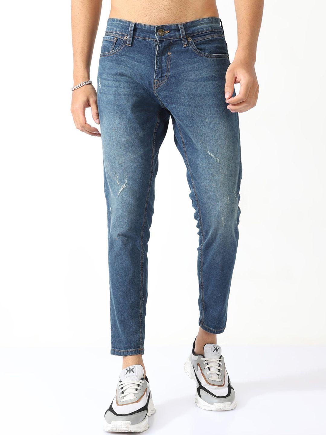 badmaash men skinny fit mildly distressed light fade jeans