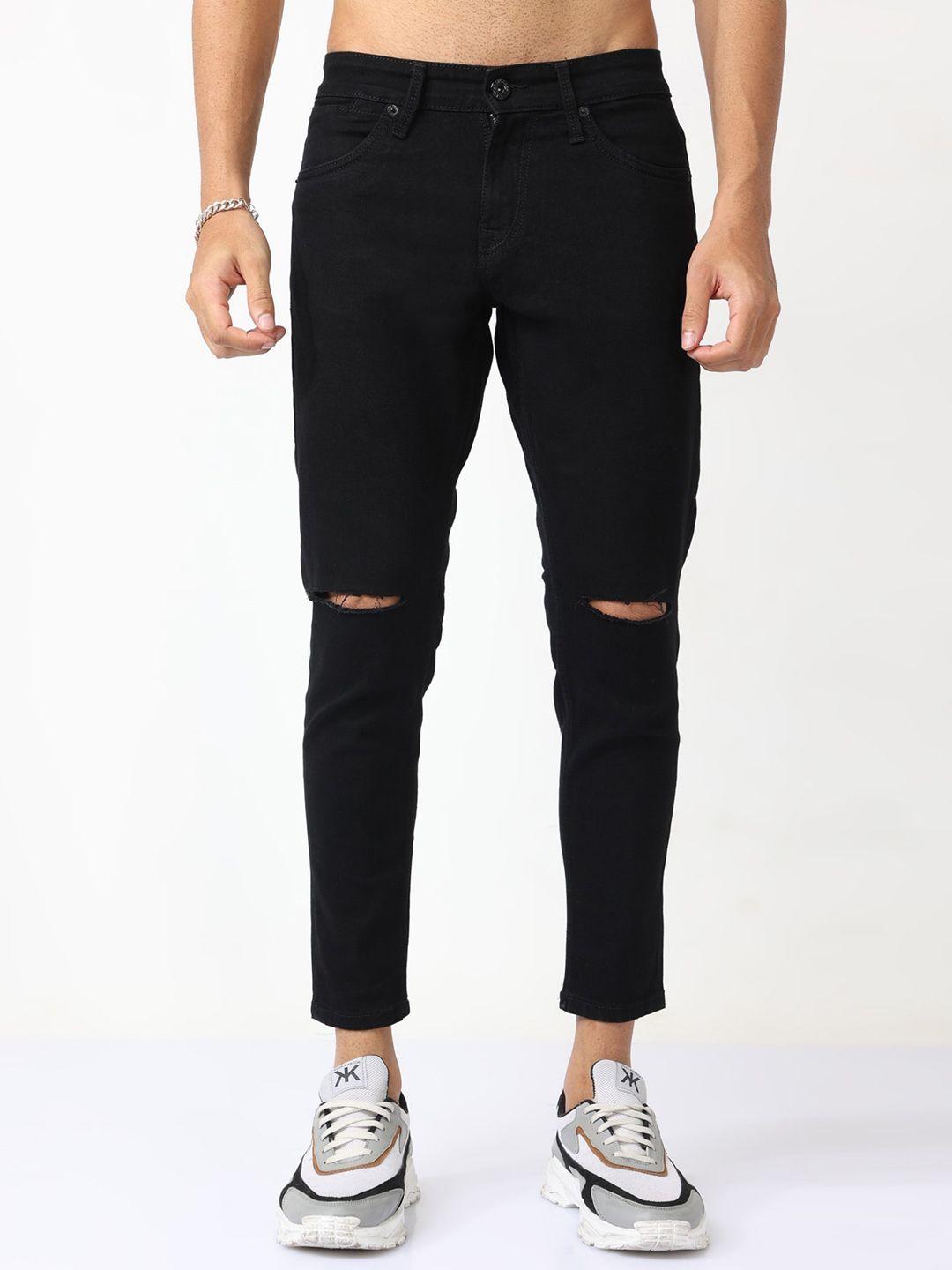 badmaash men skinny fit slash knee cottn jeans