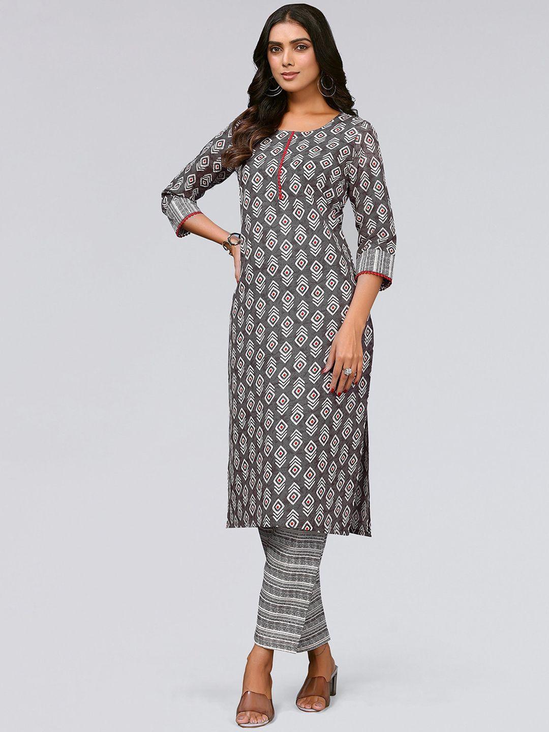 kalini ethnic motifs printed straight kurta with trousers