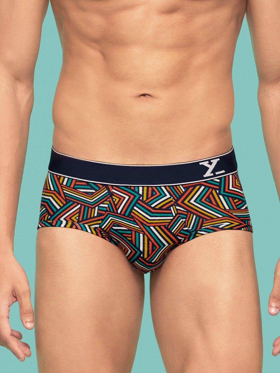 xyxx geometric printed mid-rise  anti-microbial pure cotton basic briefs  xybrf209