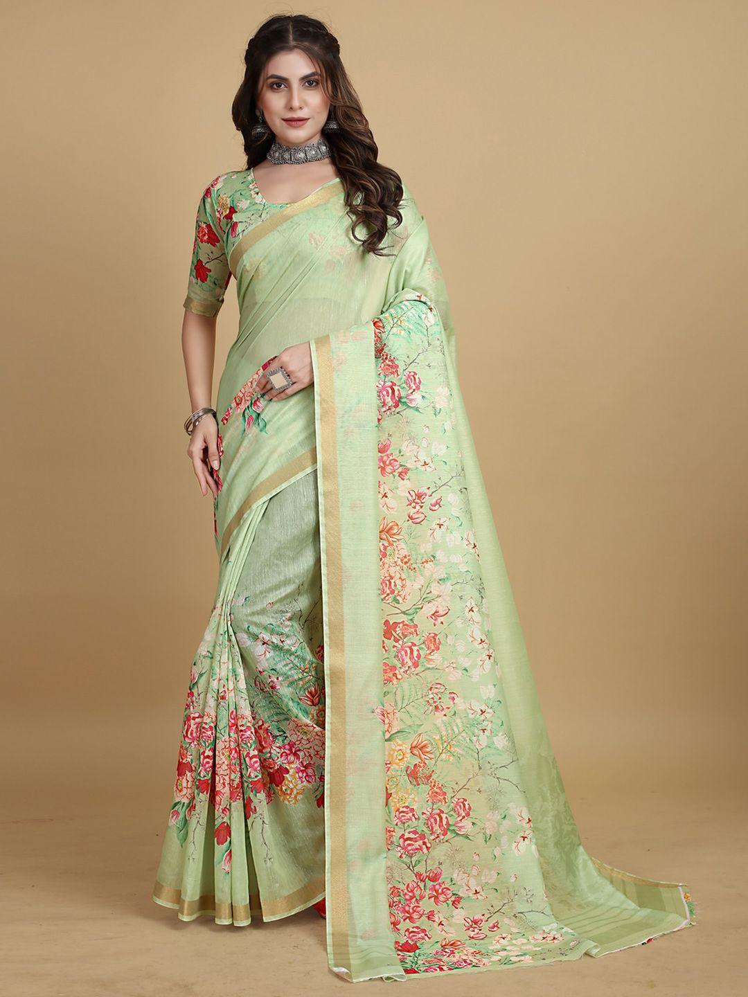 sangria floral-printed zari saree