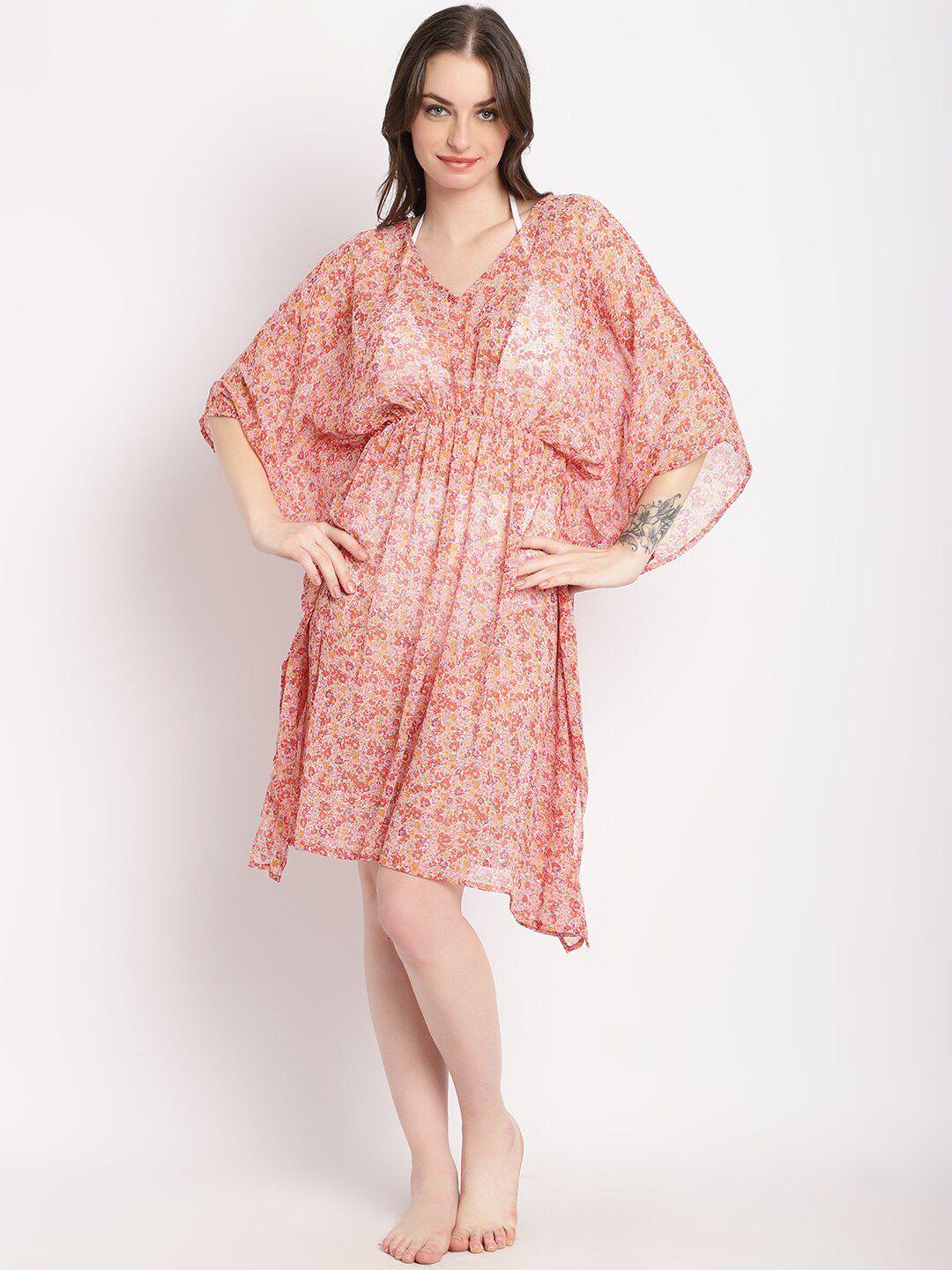 erotissch floral printed v-neck cover-up dress