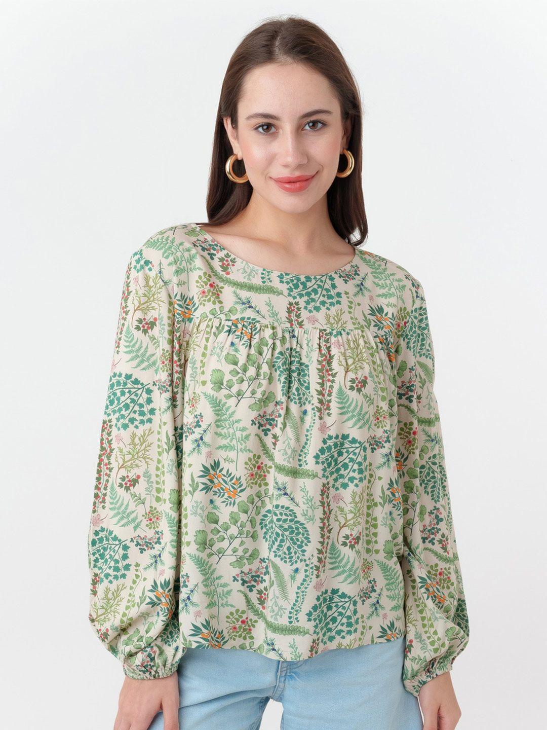 zink london floral printed puff sleeve top