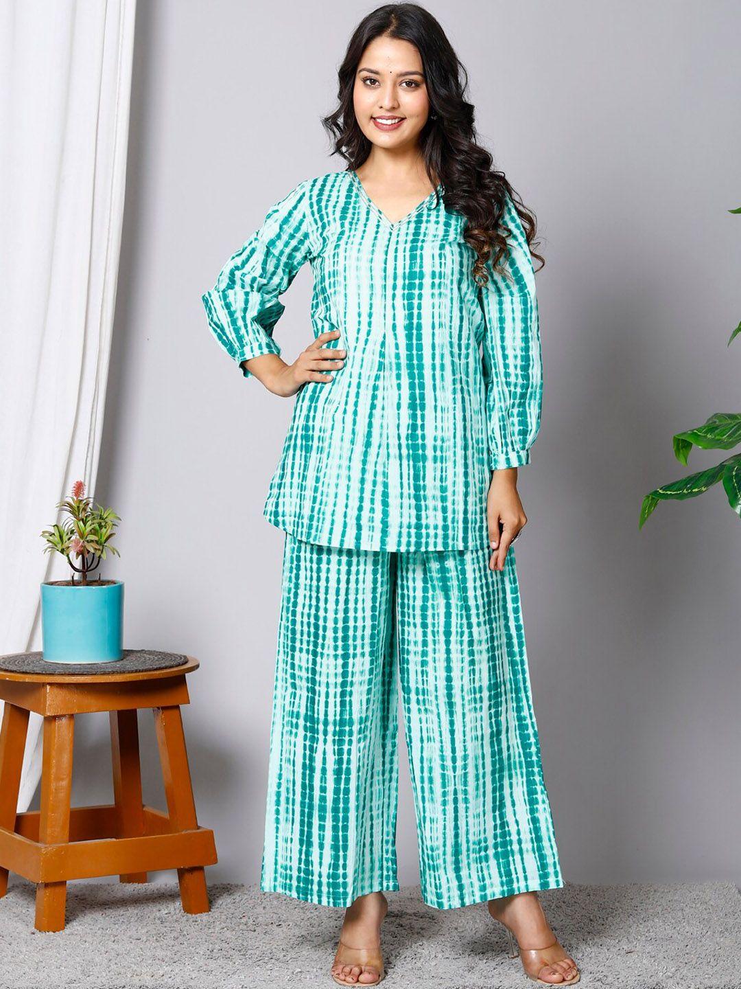 here&now abstract printed pure cotton tunic with palazzos