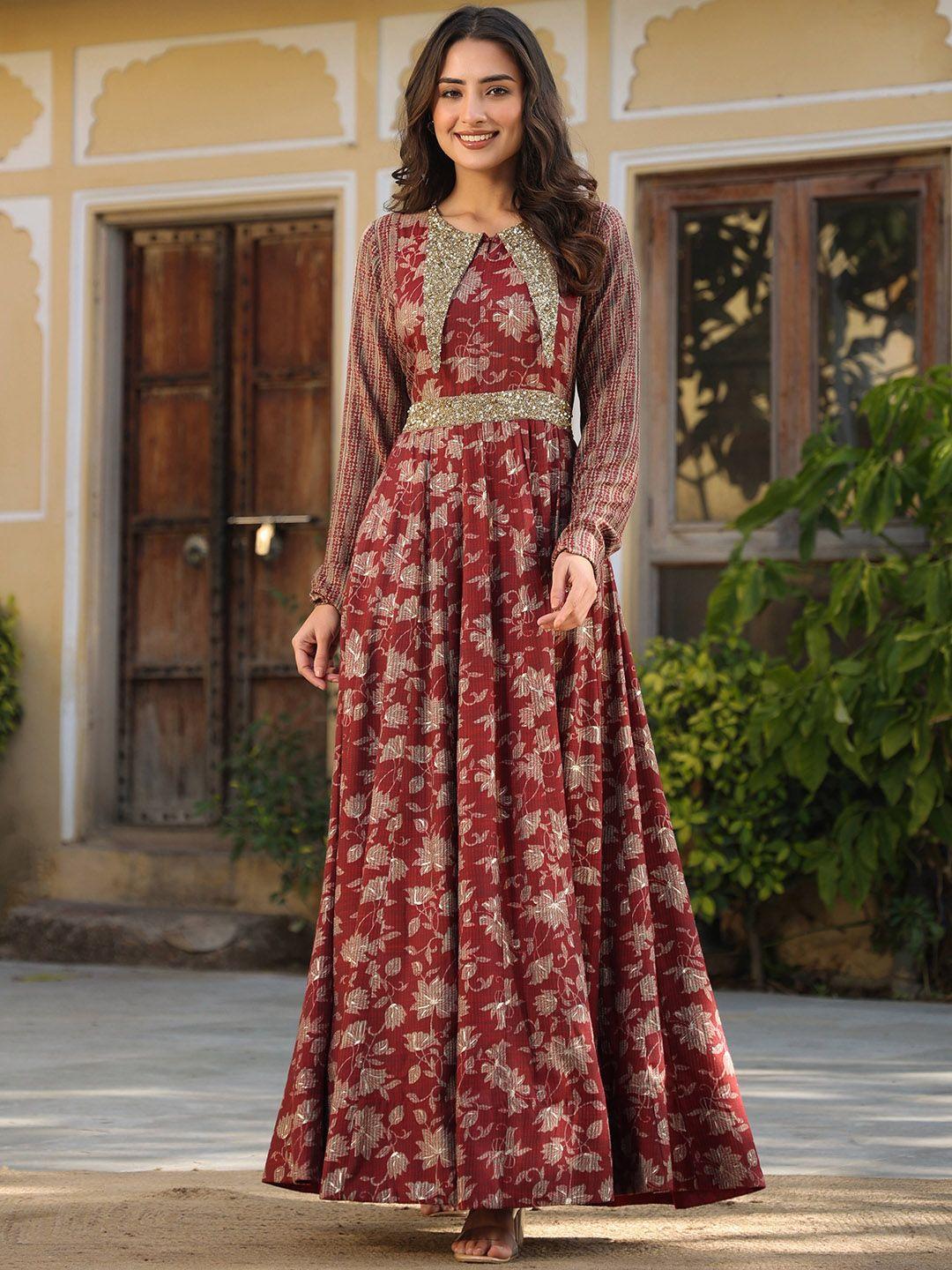 rangeelo floral printed round neck ethnic dress