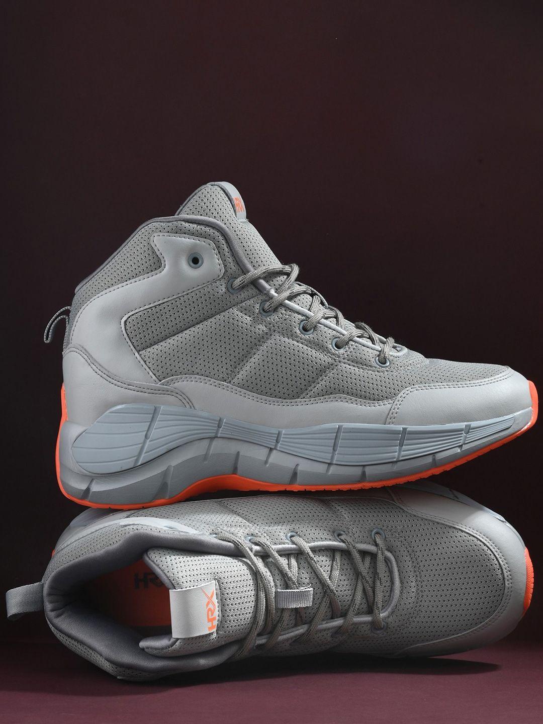 hrx by hrithik roshan men grey mid top mesh basketball shoes