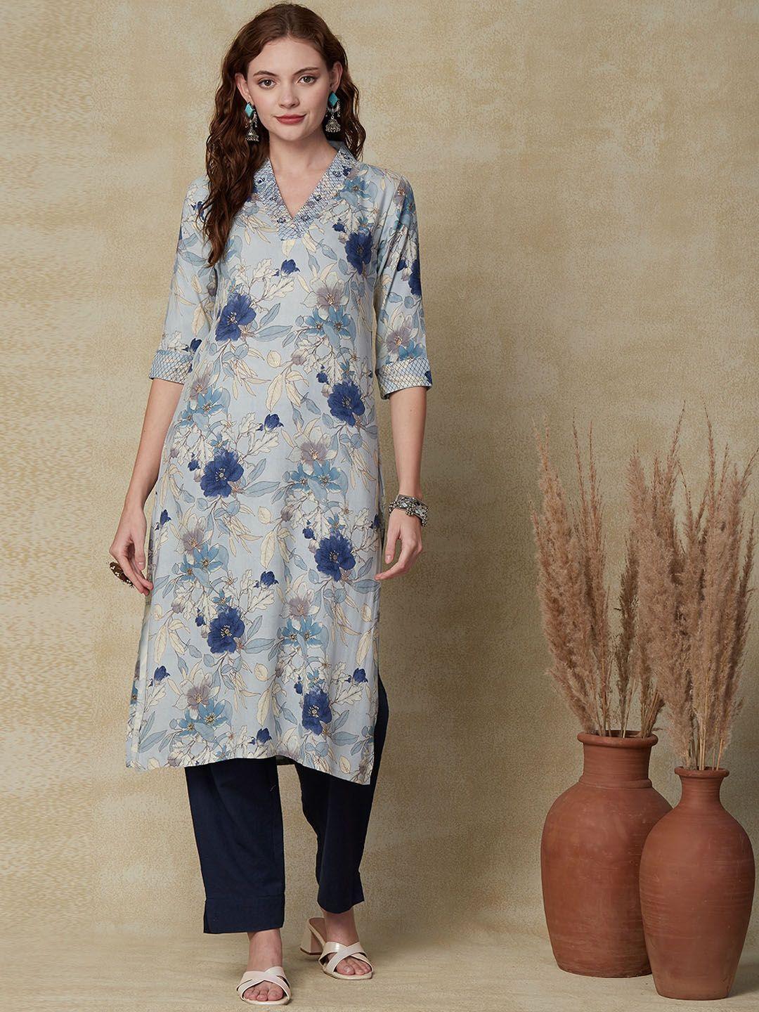 fashor floral printed straight kurta