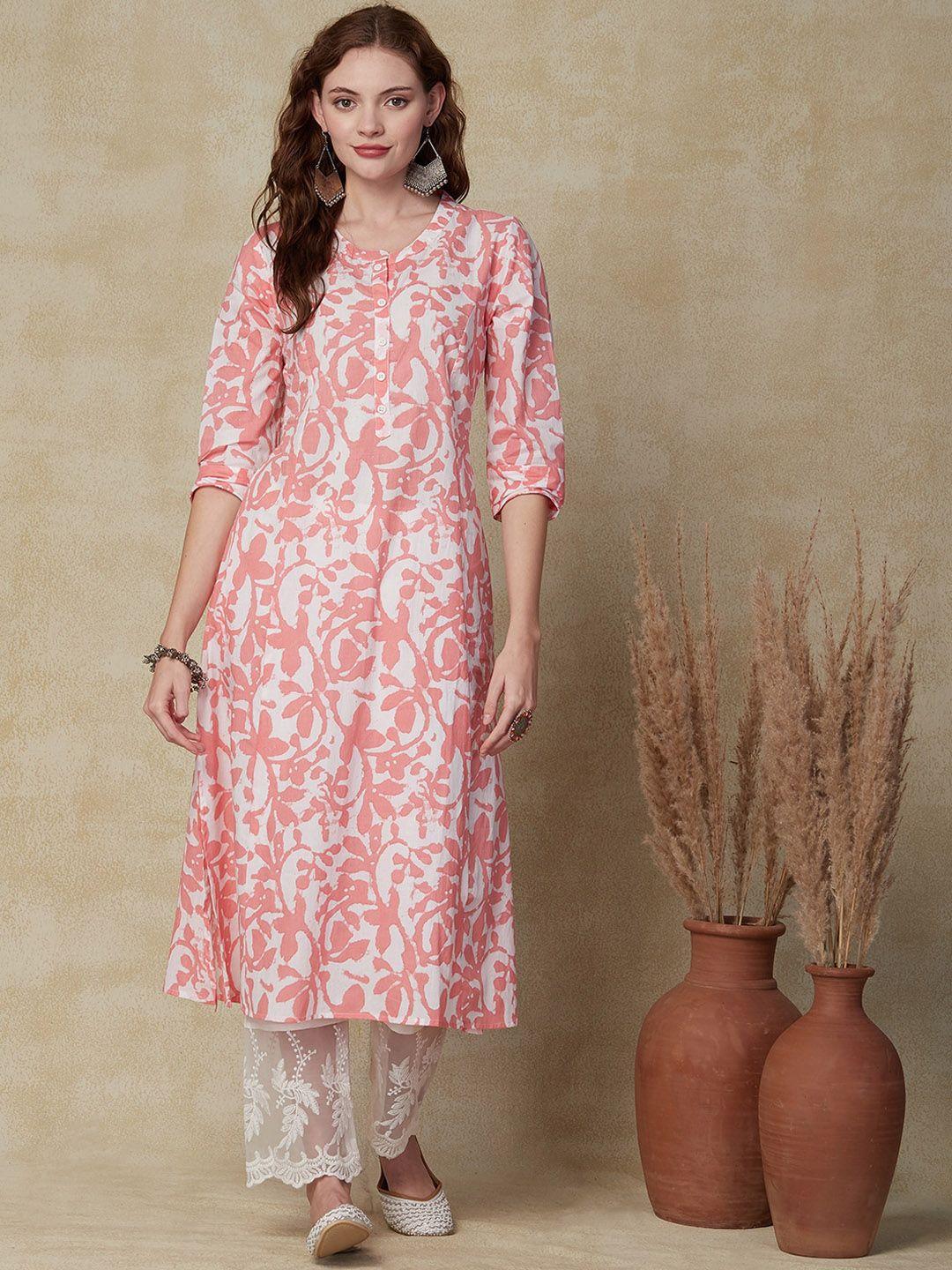 fashor floral printed v-neck a-line kurta