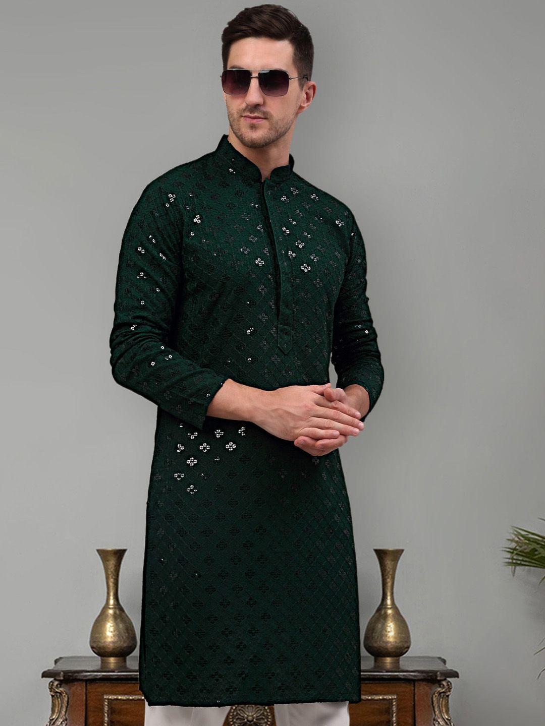 jompers geometric embellished sequinned straight kurta