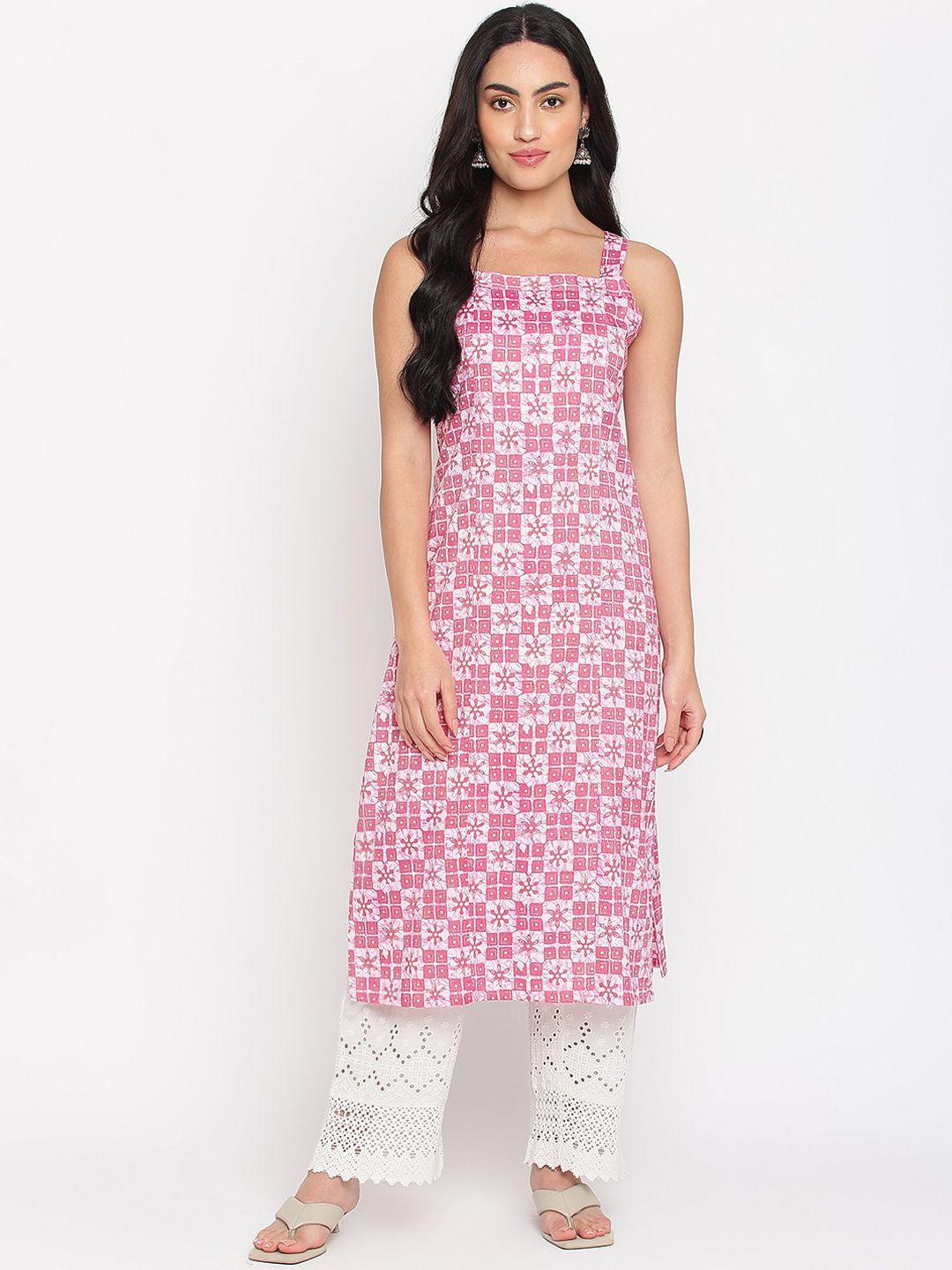 napra geometric printed rpund neck cotton kurta