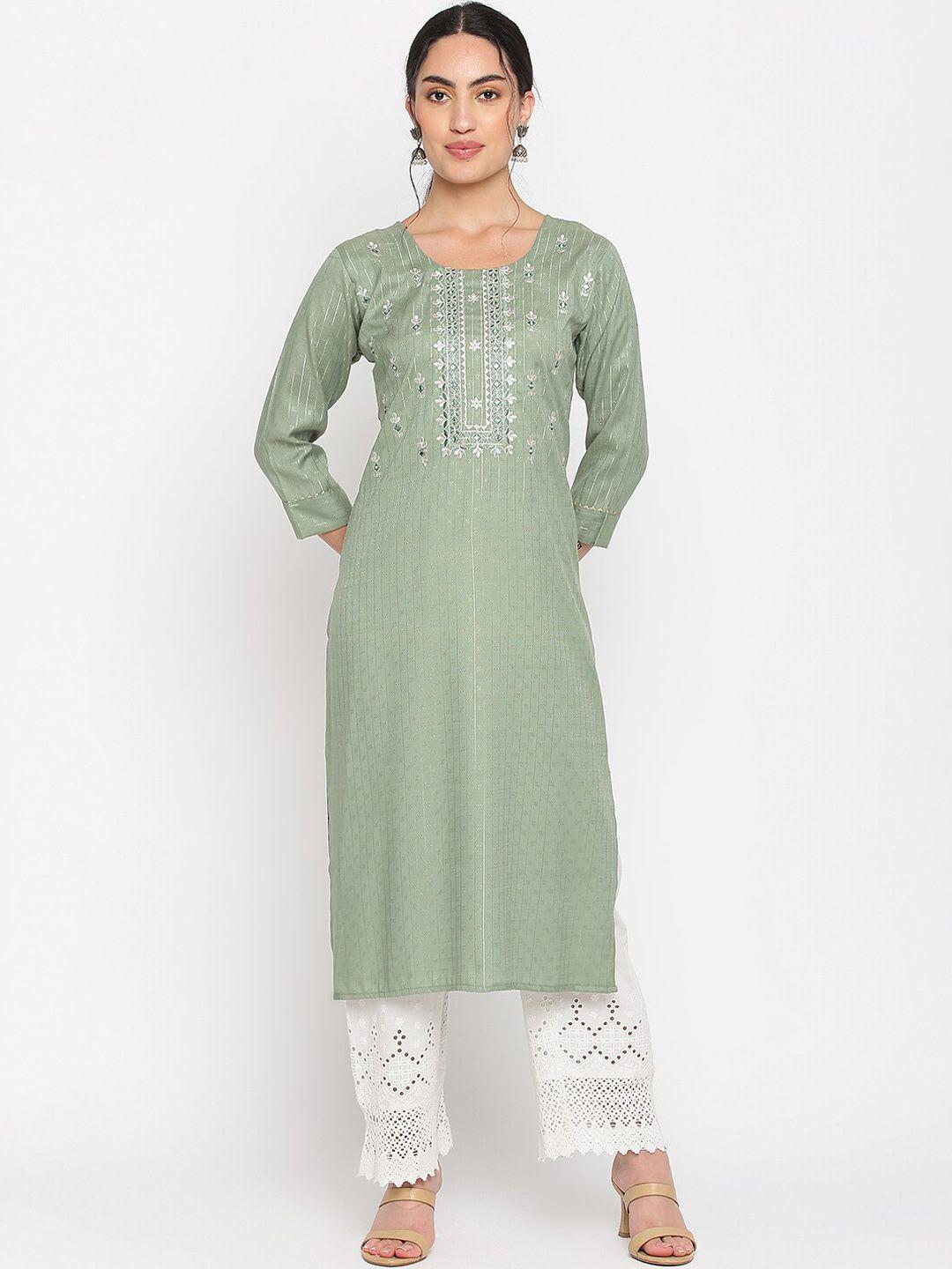 napra floral embroidered straight kurta