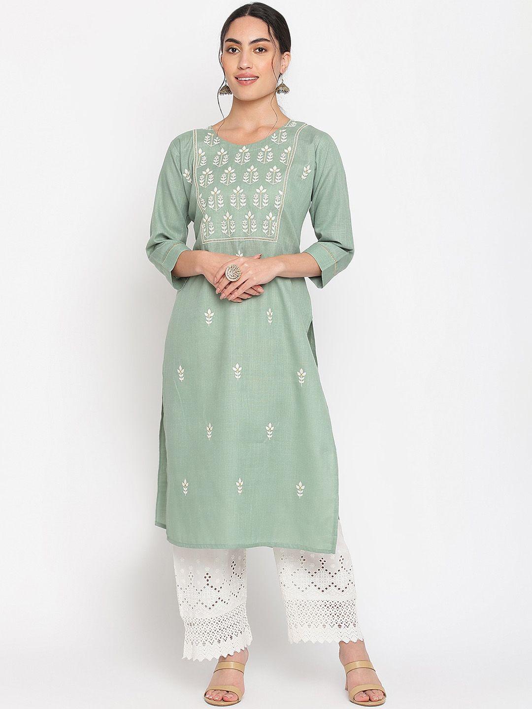 napra floral embroidered straight kurta