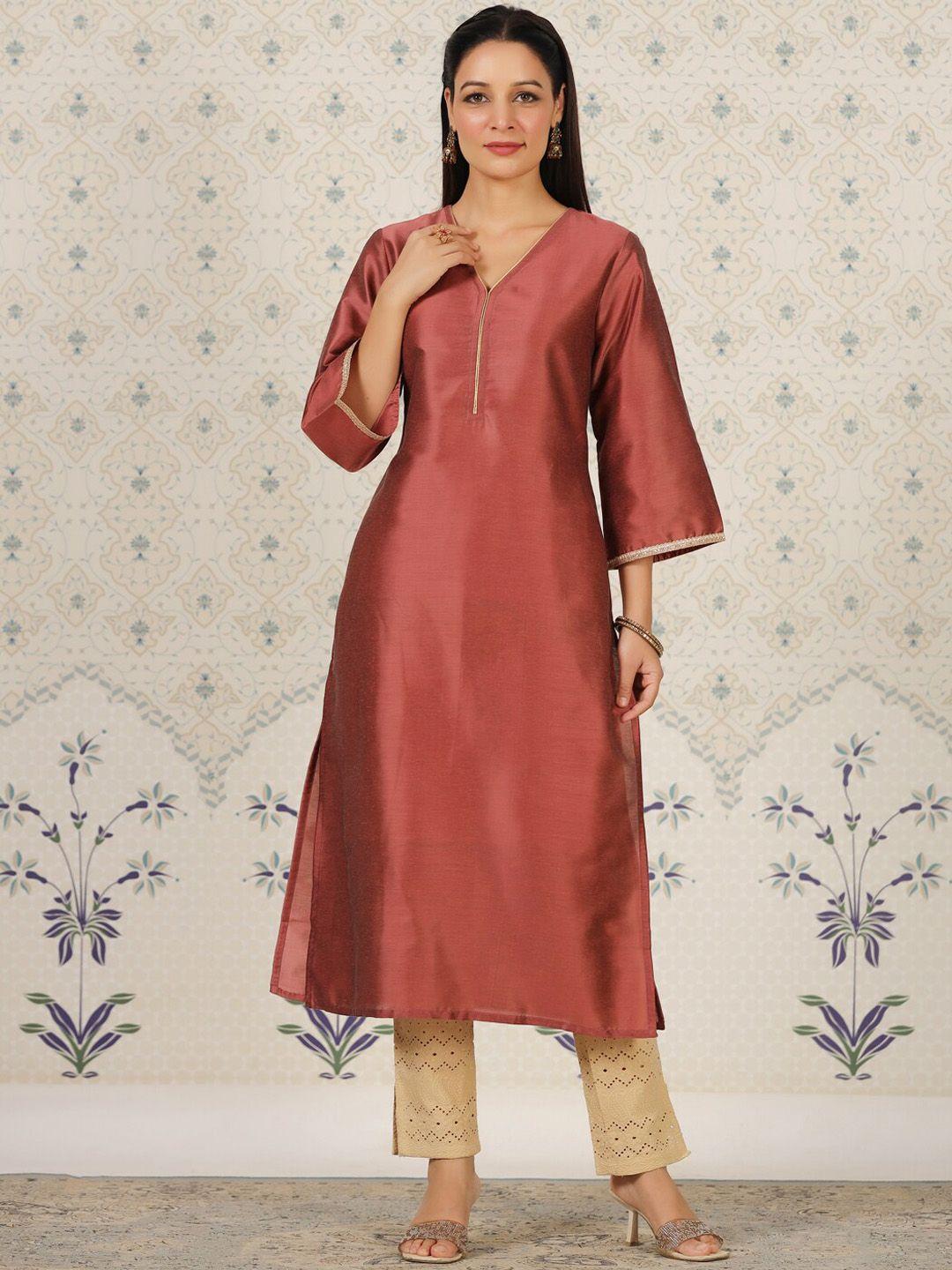 ode by house of pataudi flared sleeves straight kurta