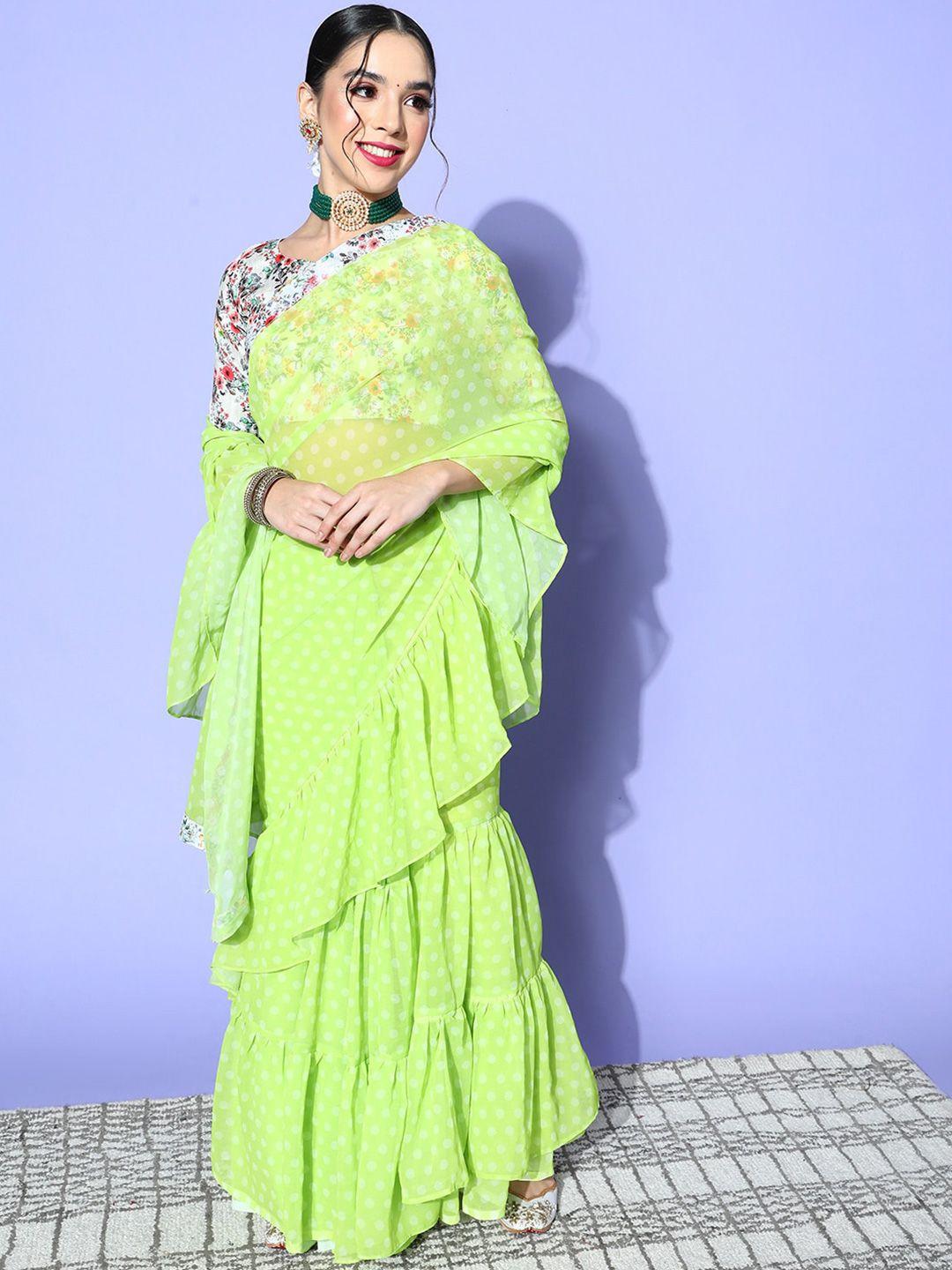 mitera polka dot printed saree