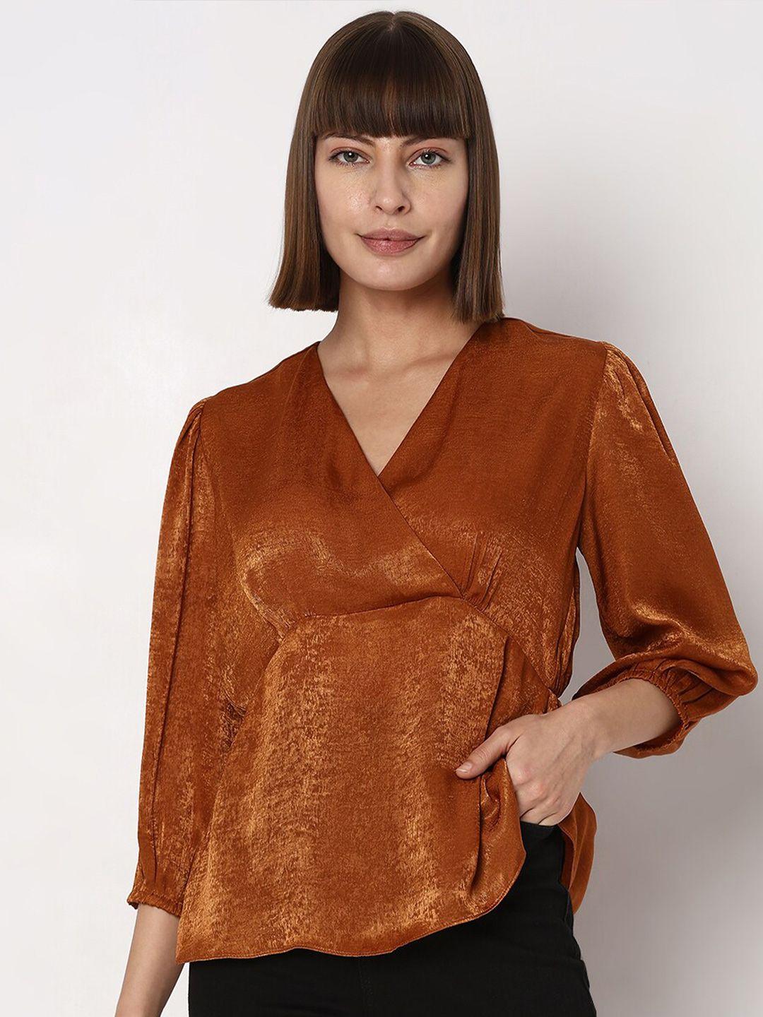 vero moda v-neck puff sleeves wrap top