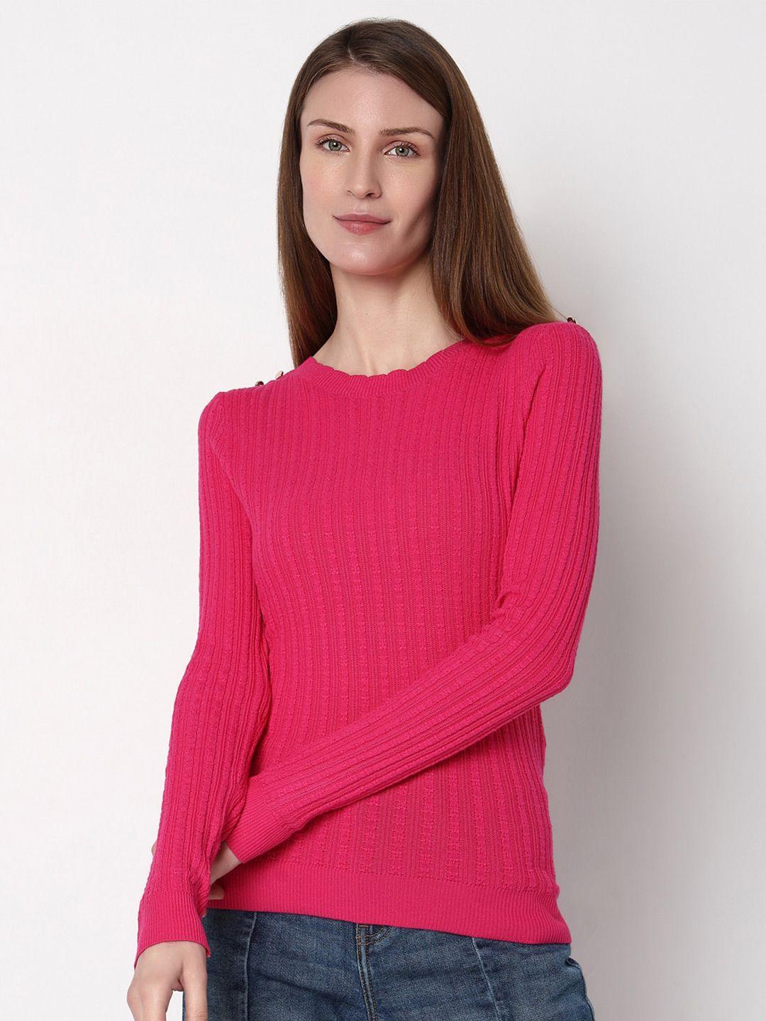 vero moda self design ribbed pullover