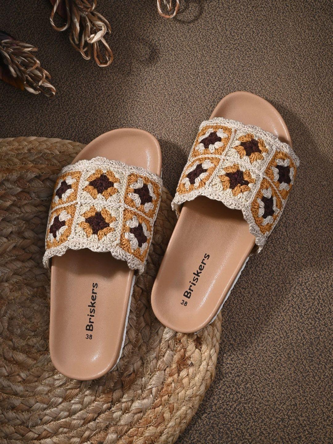 briskers crochet embroidered open toe flats