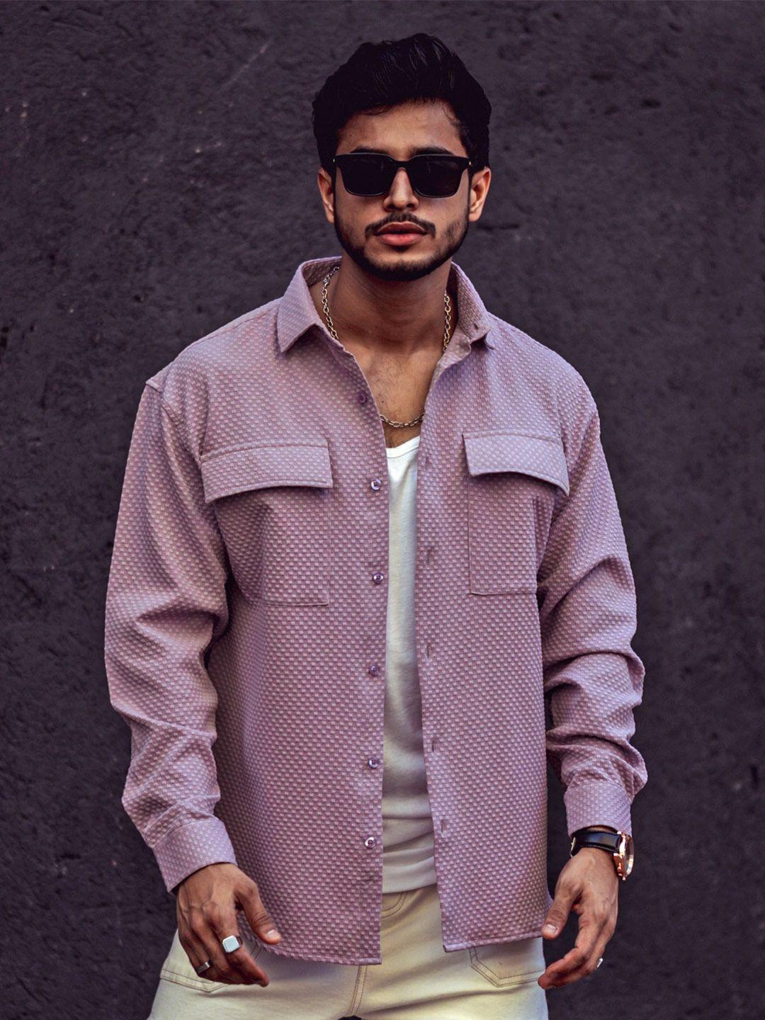 powerlook india slim textured opaque oversized casual shirt