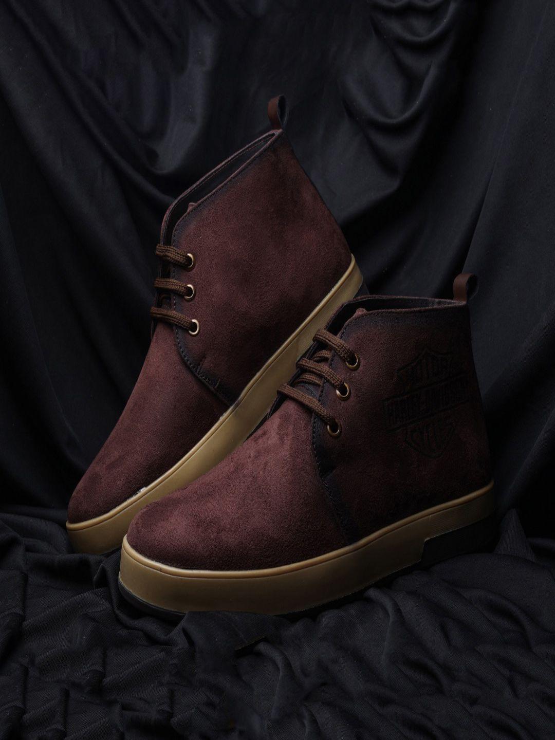 shozania men mid top leather desert boots