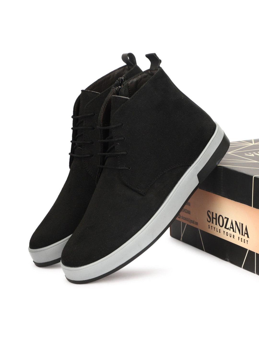 shozania men mid top leather desert boots