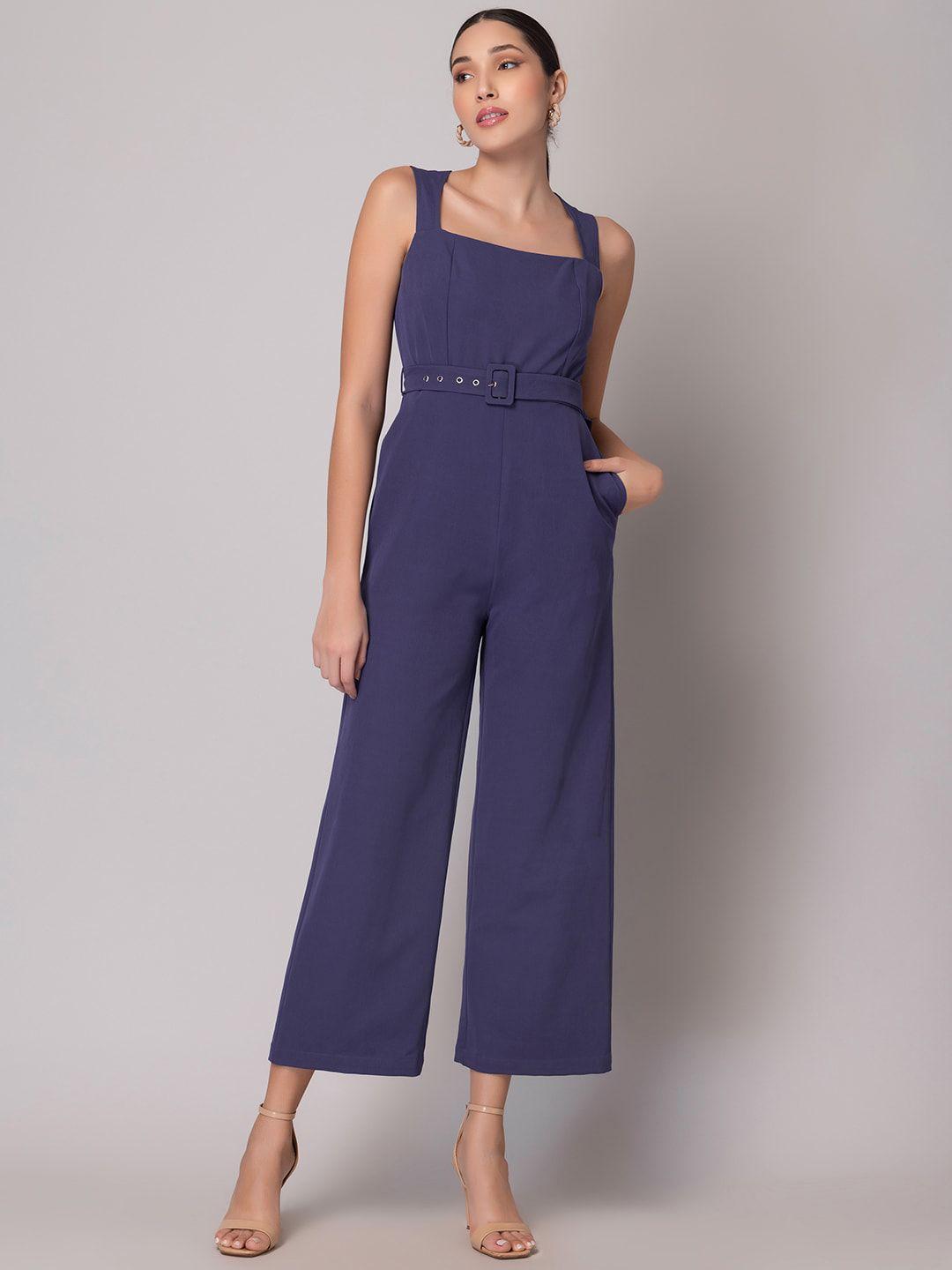 faballey shoulder straps basic waist tie-ups jumpsuit