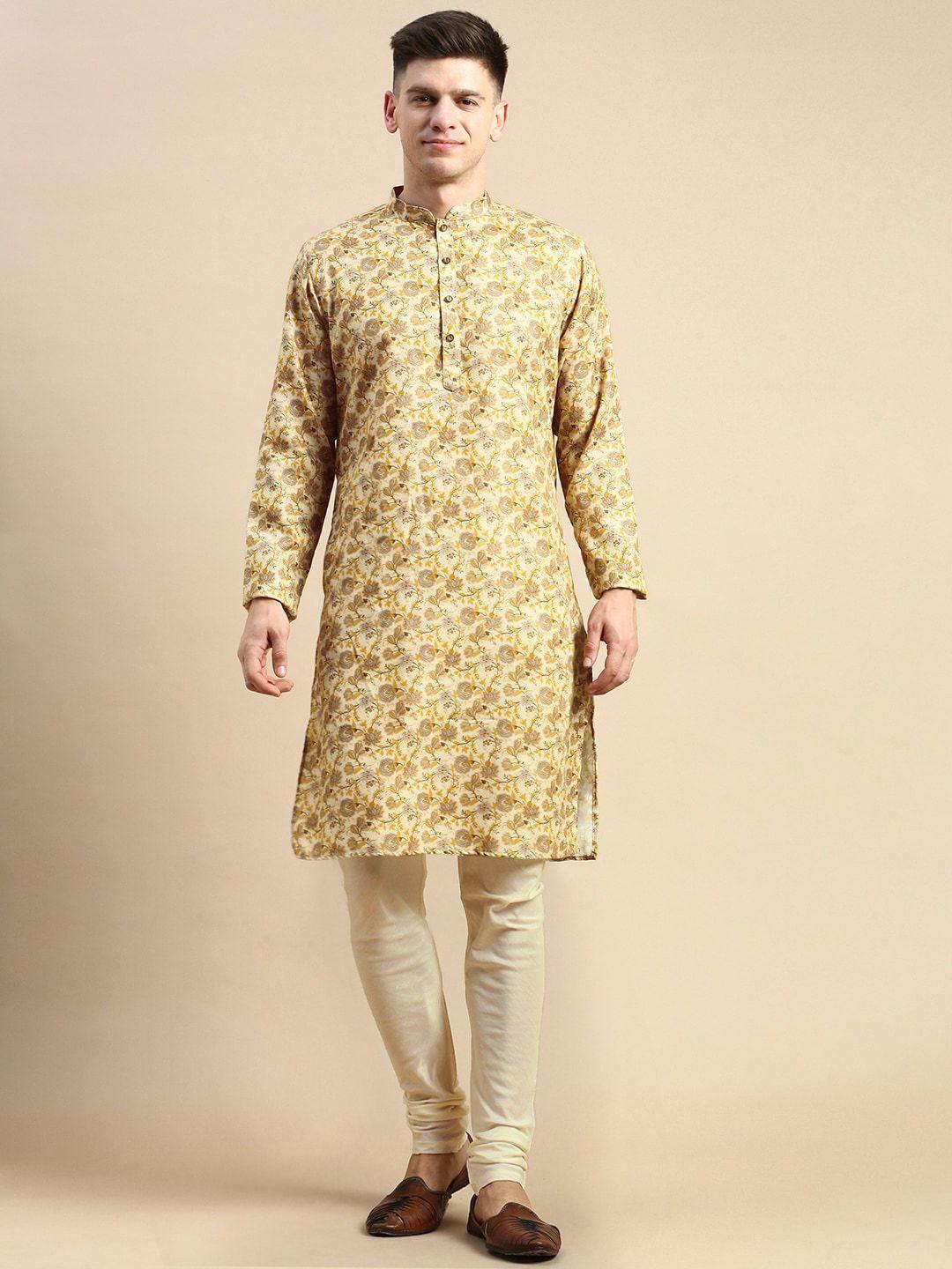 anouk floral printed mandarin collar straight kurta