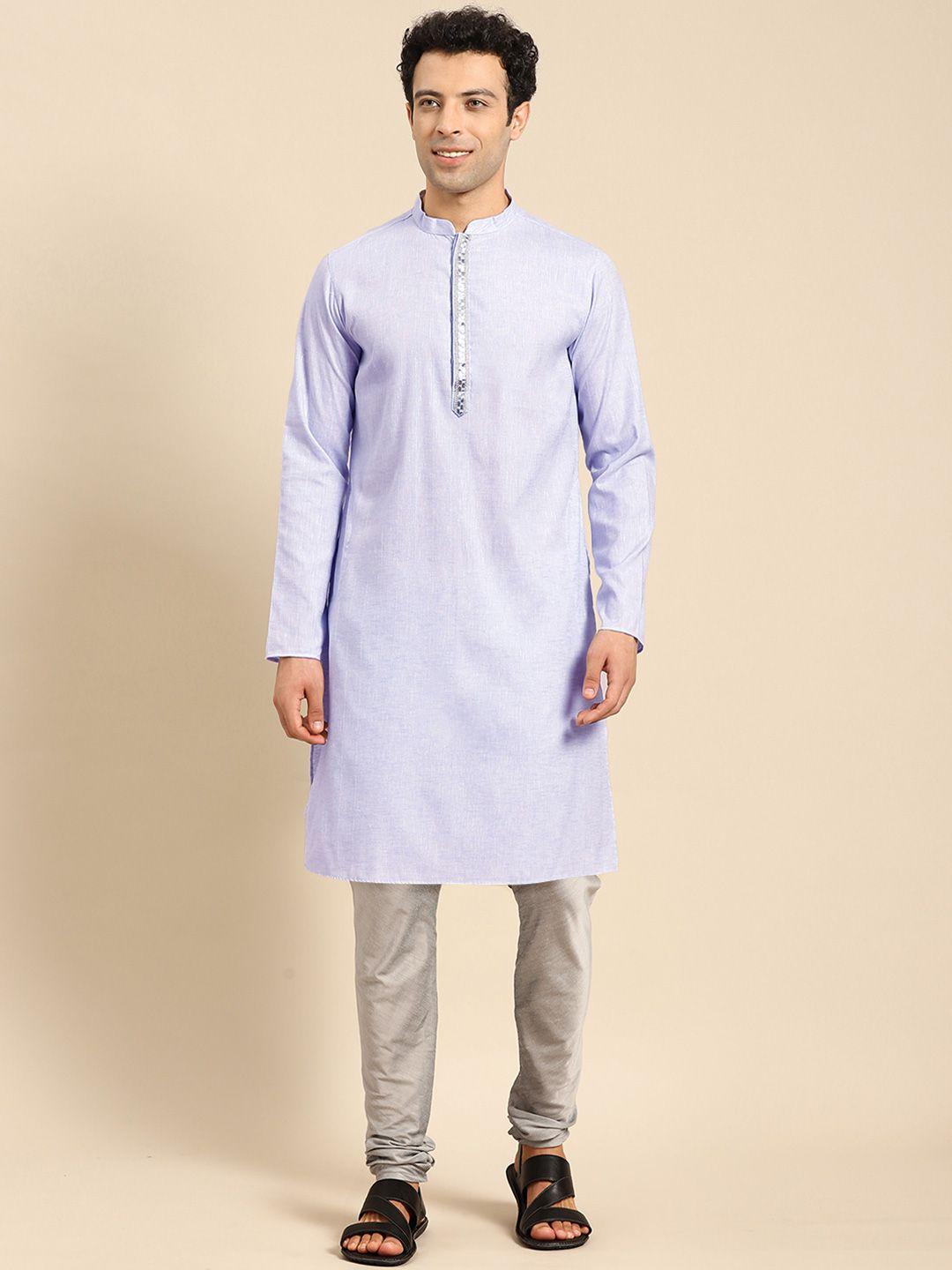 anouk lavender striped straight kurta