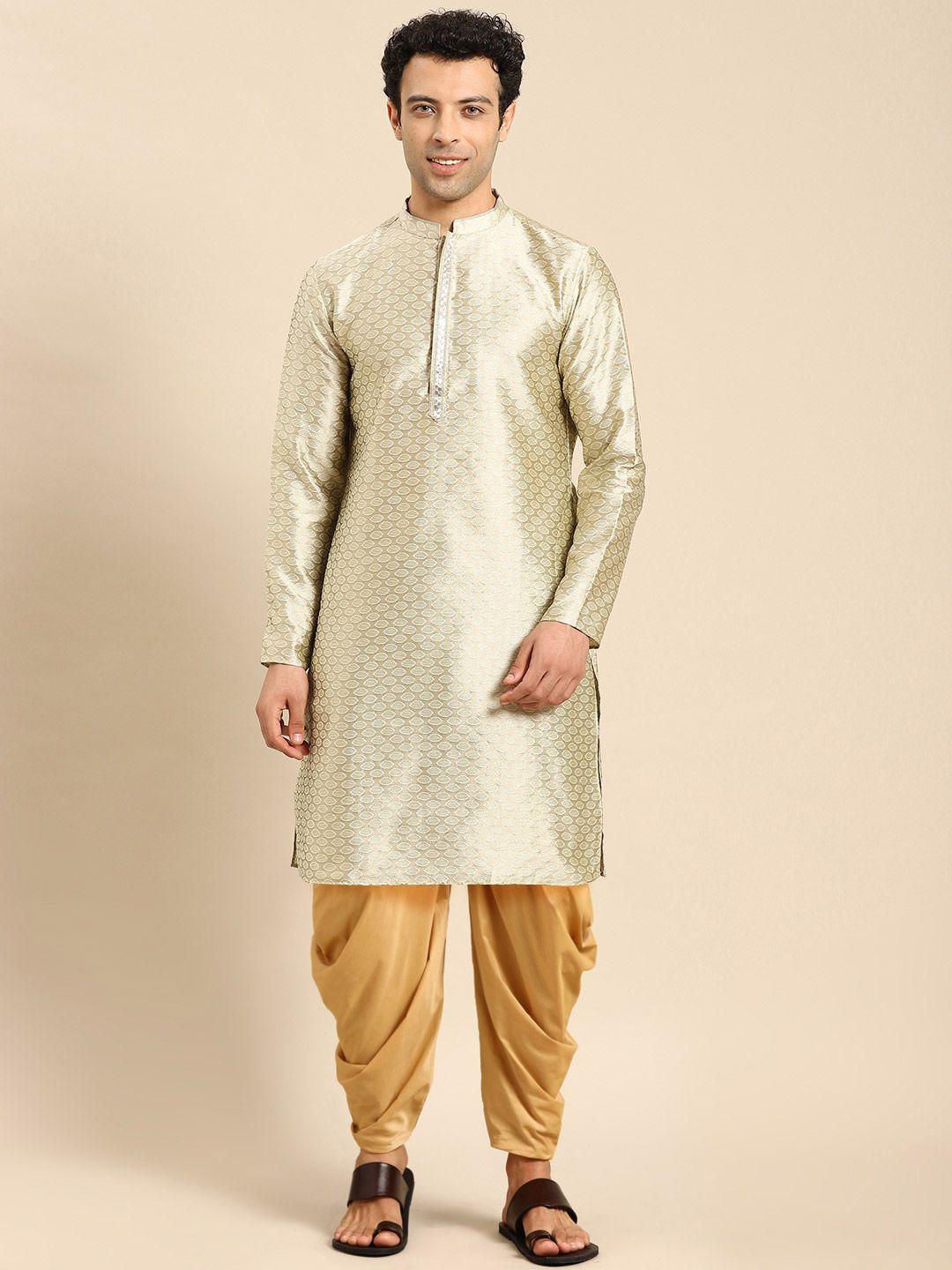 anouk geometric woven design straight jacquard kurta