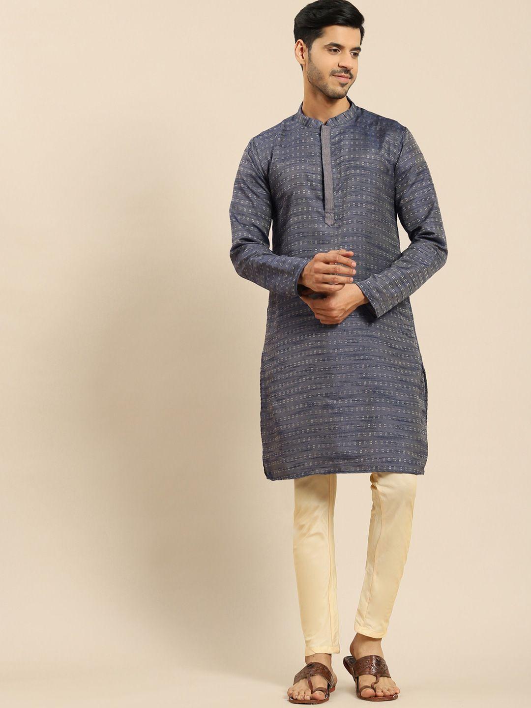 anouk geometric woven design straight jacquard kurta