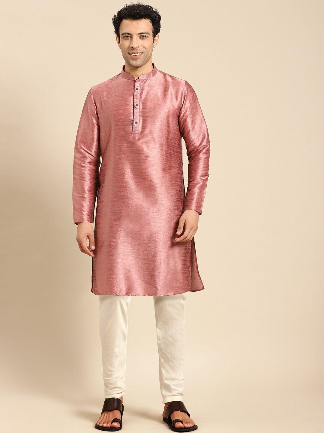 anouk mandarin collar jacquard straight kurta