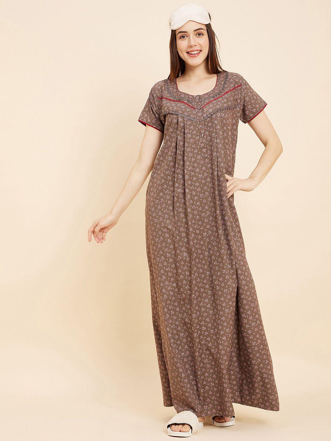 sweet dreams grey floral printed maxi nightdress