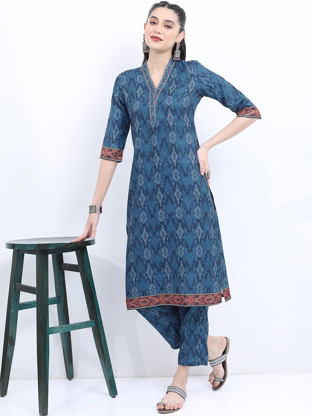 ketch ethnic motifs printed regular straight kurta with palazzos