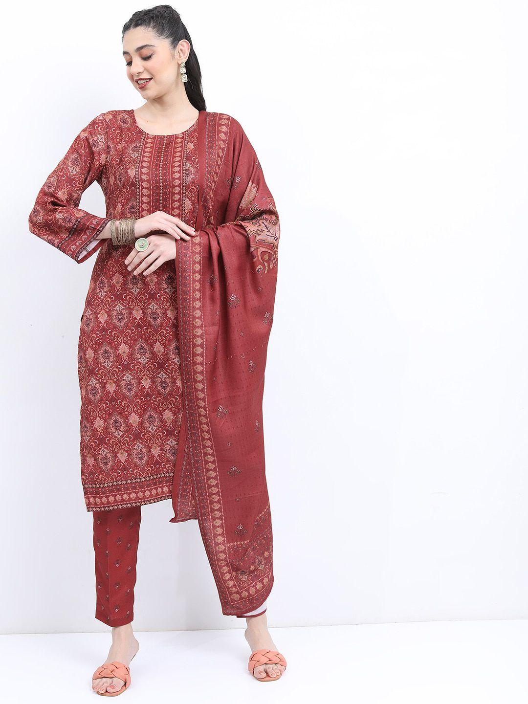 ketch ethnic motifs printed regular kurta with trousers & dupatta