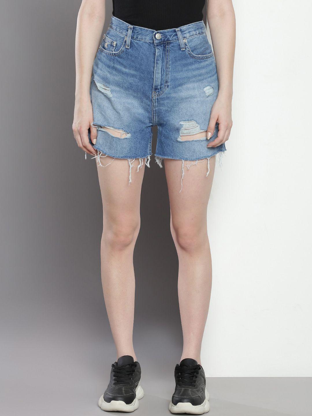 calvin klein women washed denim shorts