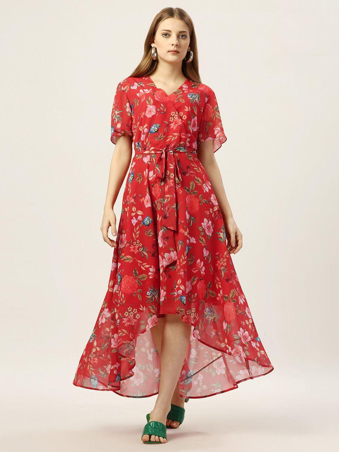 octics floral printed georgette maxi dress