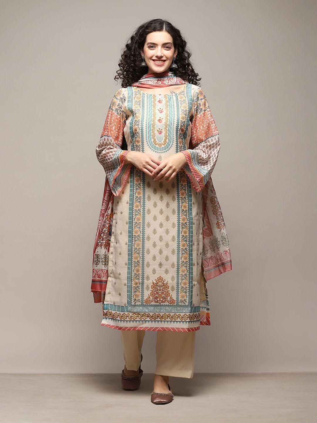 biba ethnic motifs printed unstitched dress material