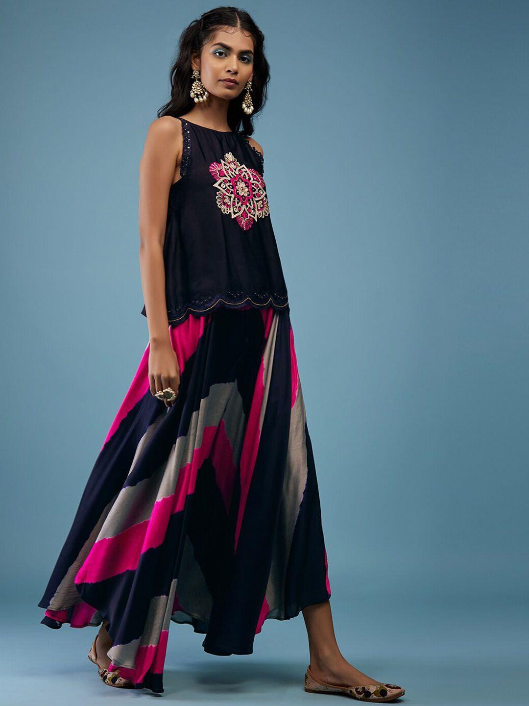 kalki embroidered top with palazzos