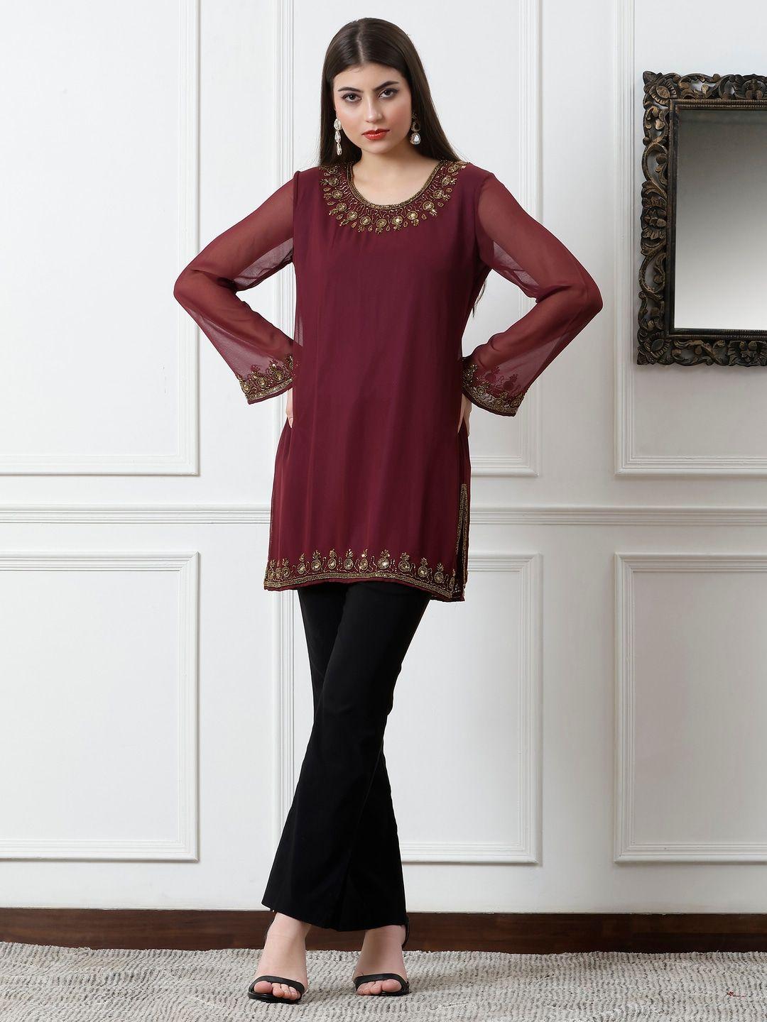 debonatella aari work pure georgette kurti