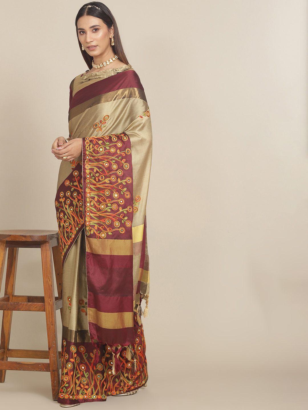 mitera floral embroidered saree