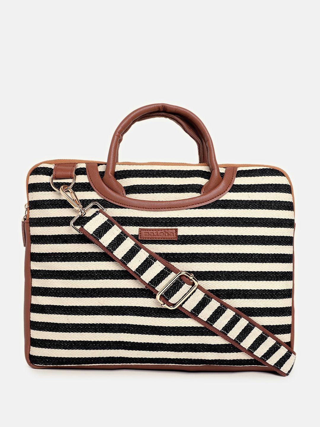 maisha striped jute laptop bag up to 16 inch