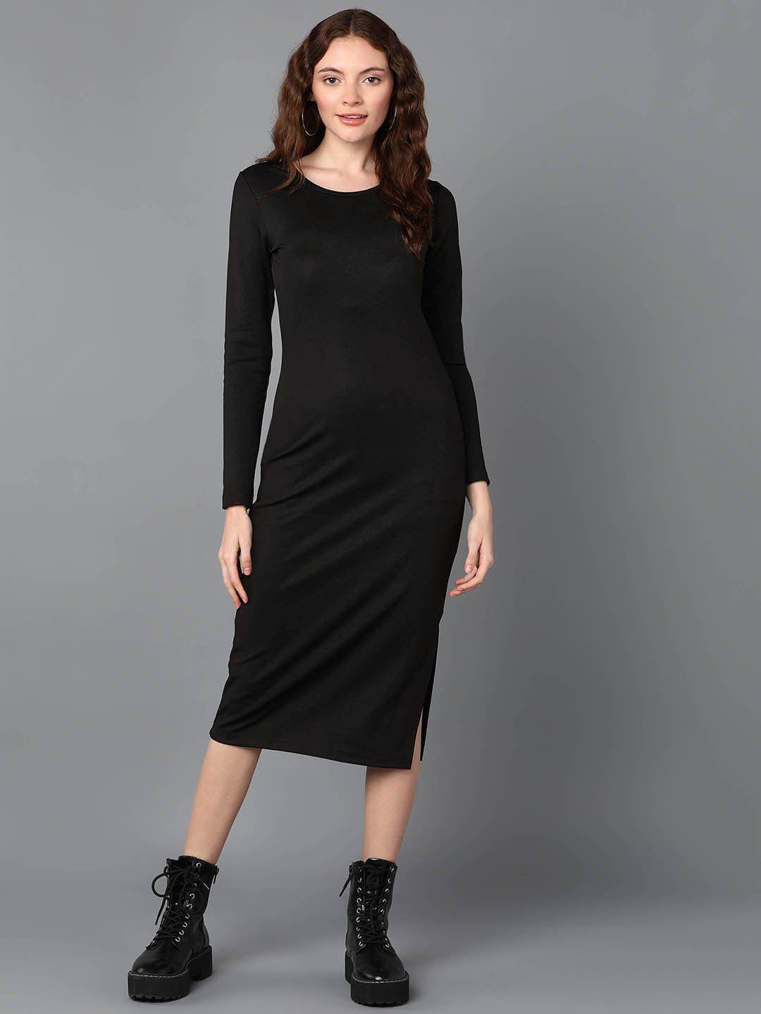 roadster round neck bodycon midi dress