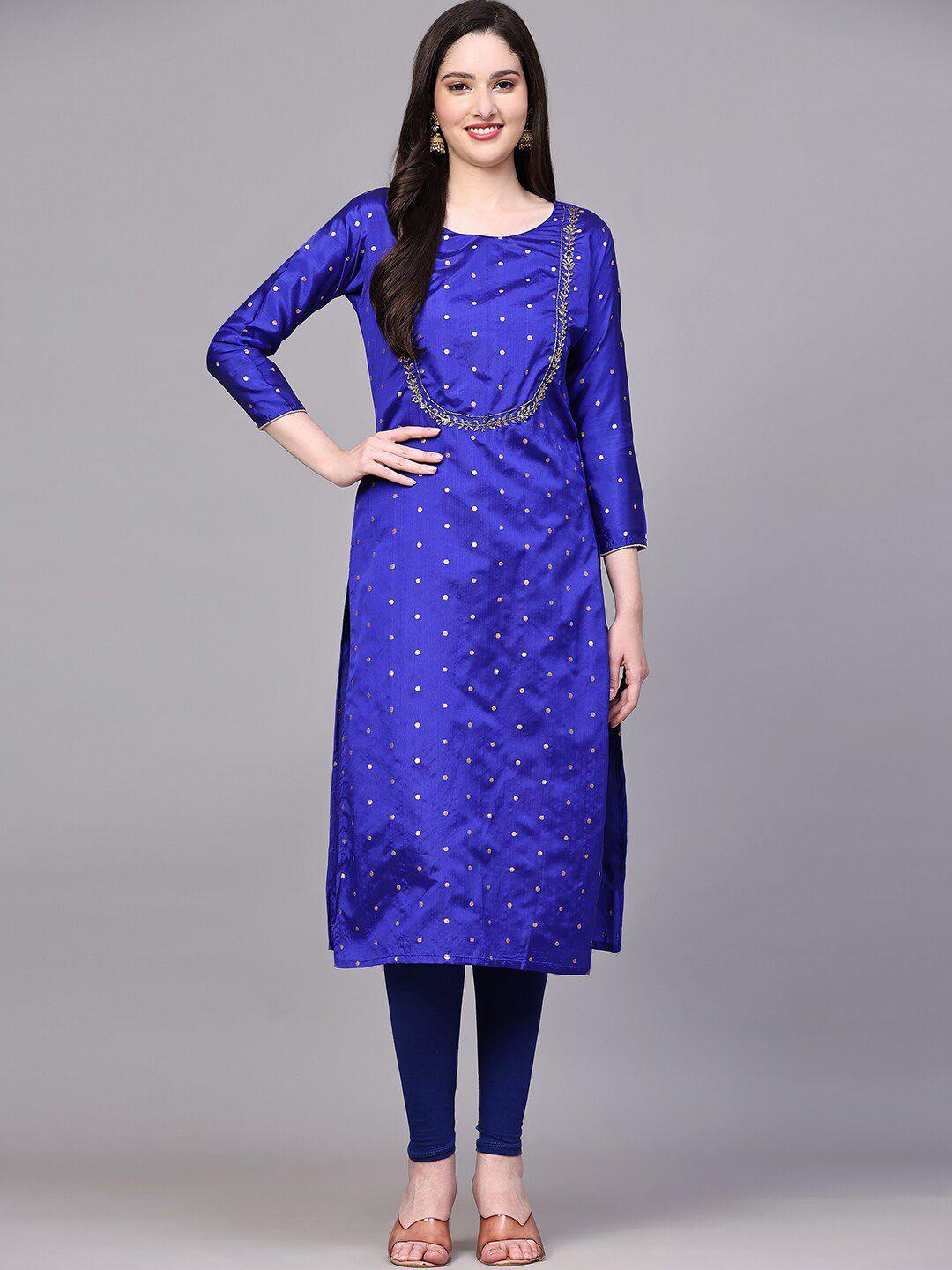 kalini geometric printed beads and stones straight kurta