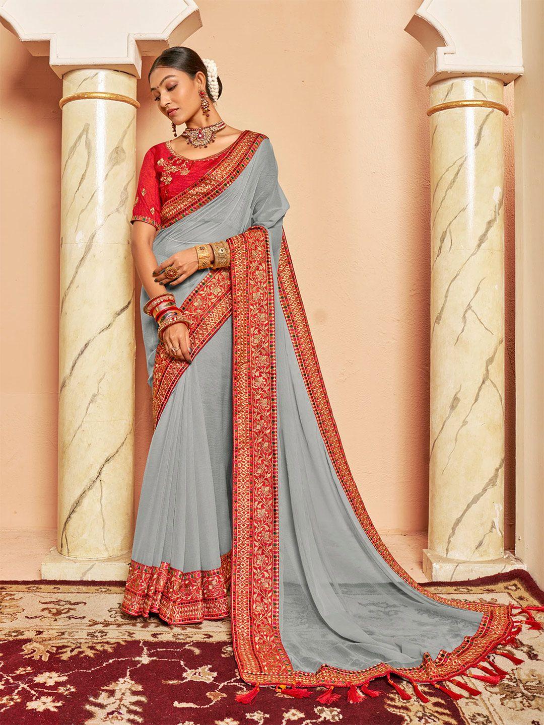 sanskar embroidered pure chiffon saree